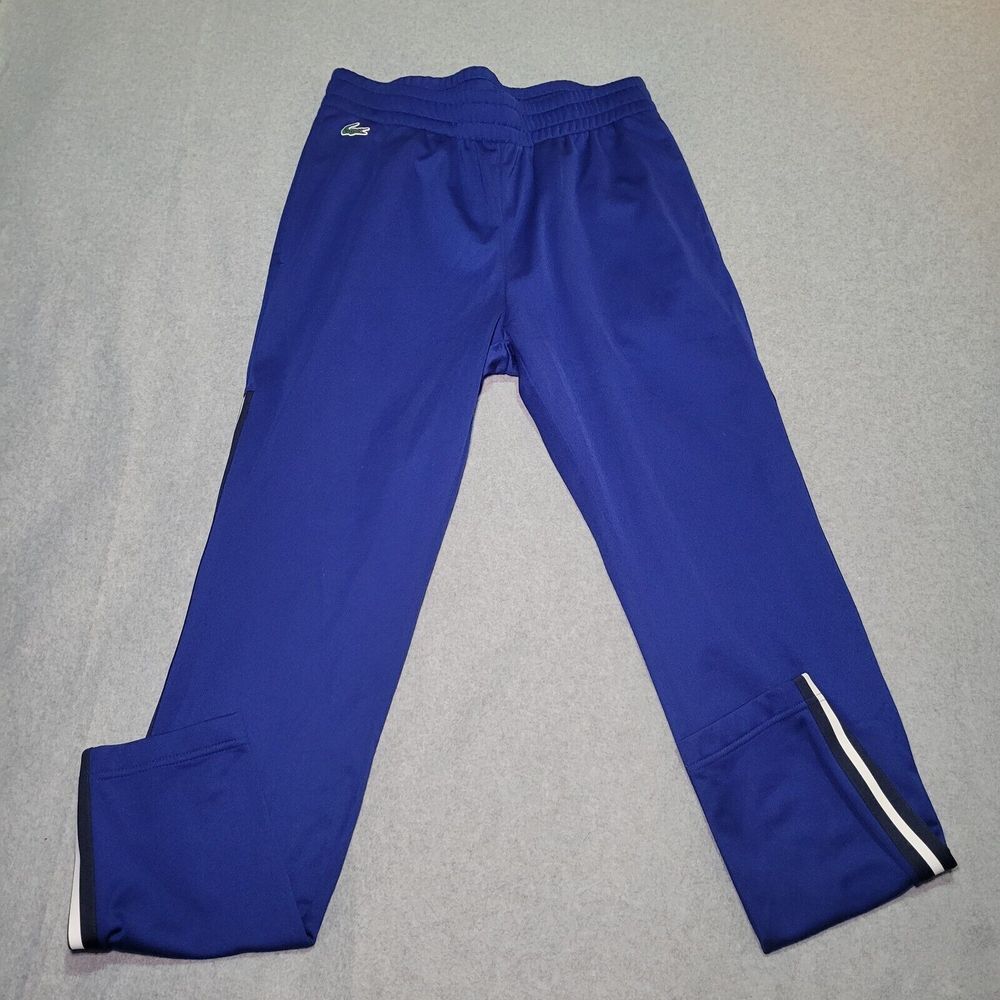Lacoste Sport Blue‎ Black White Piping Drawstring Sweatpant Size Medium Mens